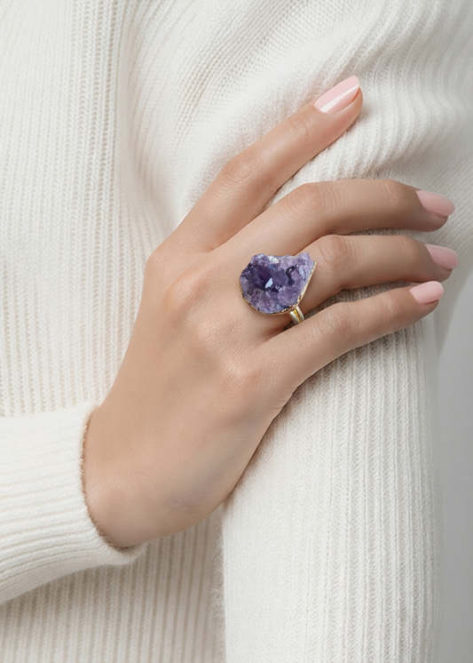 Amethyst Druzy Ring