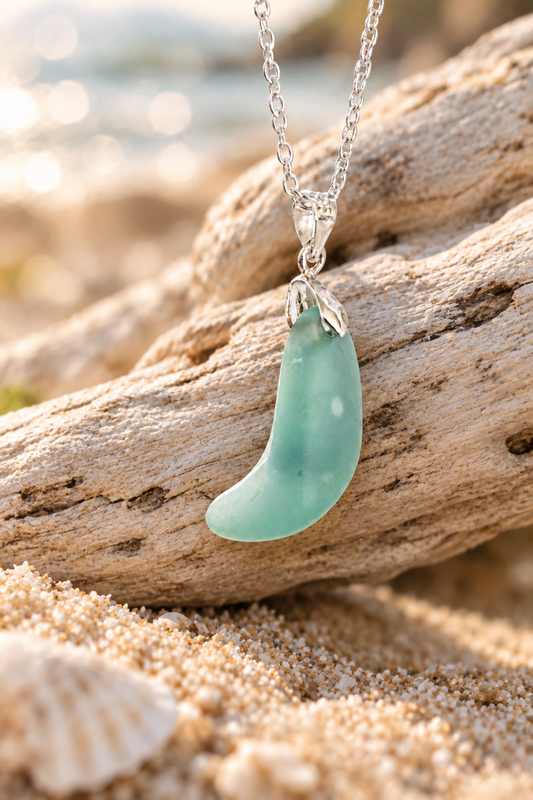Turquoise Seaham Sea Glass Pendant | 925 Sterling Silver