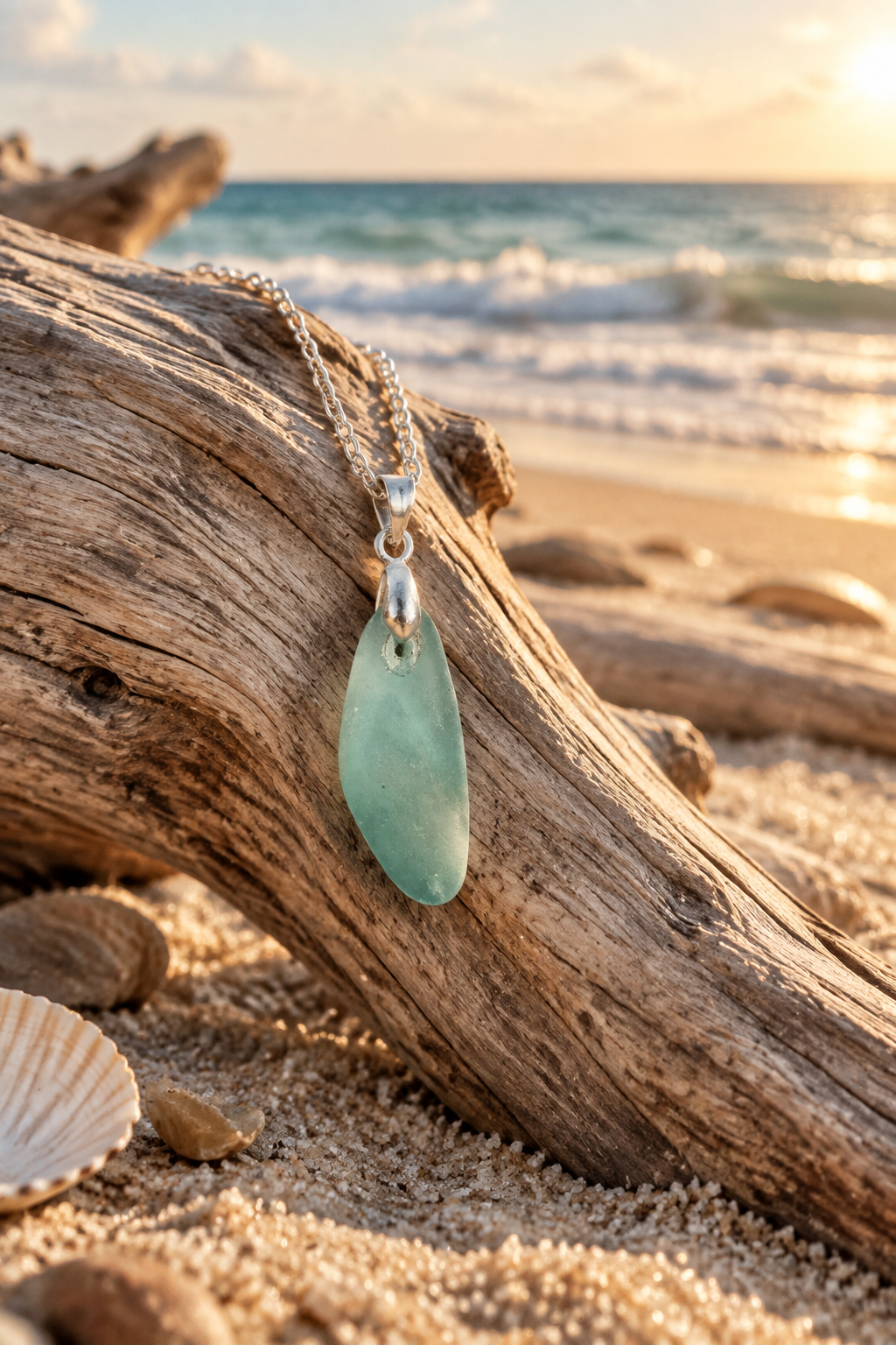 Turquoise Seaham Sea Glass Pendant | 925 Sterling Silver